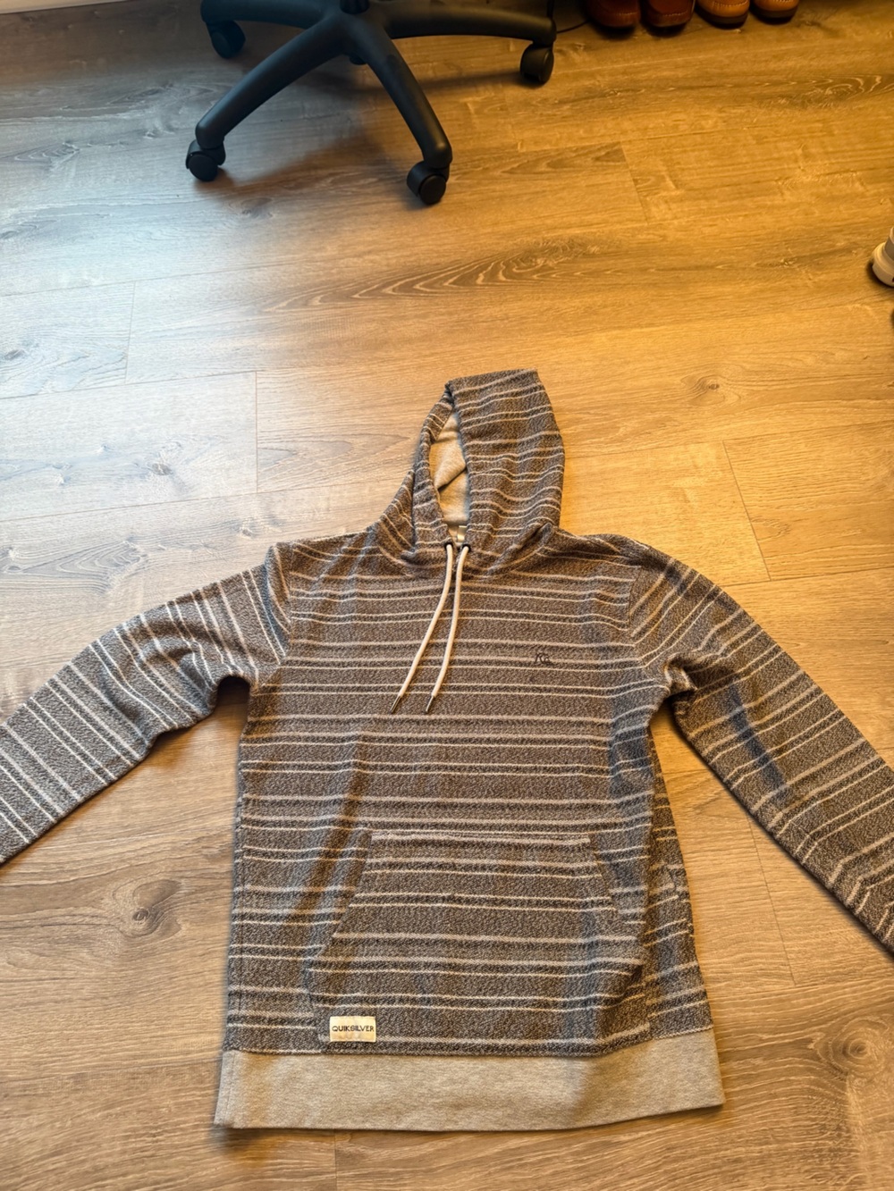 Quiksilver Gray Knit Hoodie with Logo Tag
